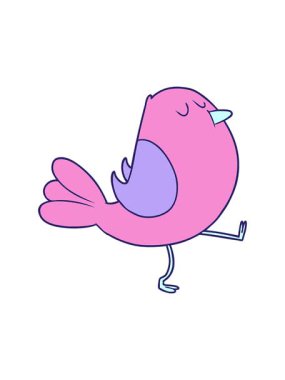 Retro Çizgi Film Kuşunun dönen hareketli animasyonu