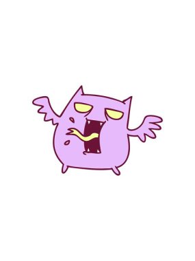 Parlak renkli, sevimli, korkutucu kawaii yarasasının serbest çizim animasyonu.