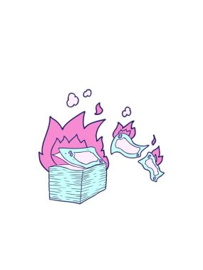 Yanıp kül olan para çizgi filminin çizgi filmi.