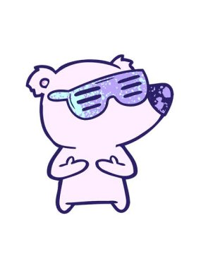 Güneş gözlüğü takan çizgi film ayısının hareketli animasyonu