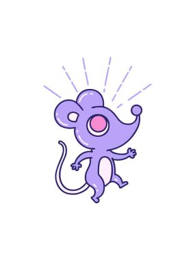 Geleneksel dövme stili fare karakterinin canlandırmasının dönen hareket animasyonu