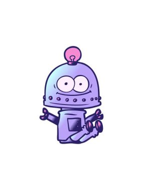 Ampul çizgi film elementi olan mutlu robotun dikkat çekici animasyonu