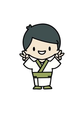 Geleneksel kıyafetlerle kutlama yapan Japon adamın hareketli animasyonu.