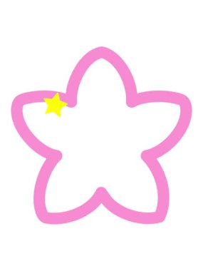 Parıldayan yıldızlar Japon stili için uygun tek bir çiçek tasarımının animasyonunu etkiler.