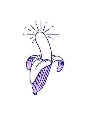 Soyulmuş bir muzun neon ışık efekti canlandırması