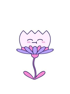 Tatlı bir nilüfer çiçeğinin çizgi filminin animasyonunu sergiliyorum.