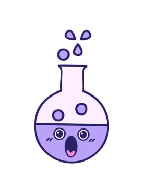 Bir test tüpünün tatlı çizgi filminin titreşimli hareketli animasyonu