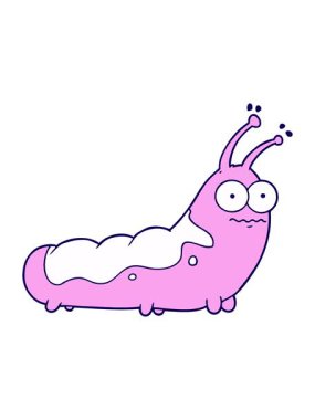 Komik çizgi film tırtılının neon ışık efekti animasyonu