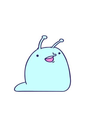 Tatlı bir kawaii sümüklüböceğinin çizgi film çiziminin hareketli animasyonu