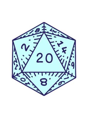 Retro Tattoo Biçimli D20 zar atmanın hareketli animasyonu