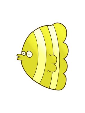 Çizgi film renkli egzotik balığın parlak renkli animasyonu