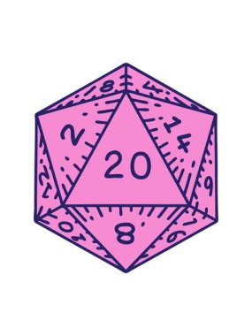 Retro Tattoo Stili 'nin ışık efekti animasyonu. Doğal 20 D20 zar atma.