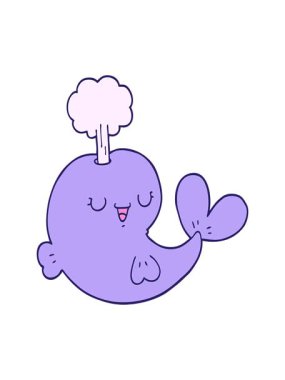 Bir balinanın sevimli çiziminin hareketli animasyonu