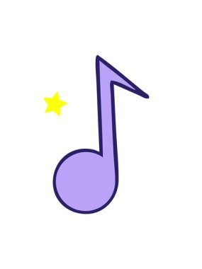 Parlayan yıldızlar bir nota karikatürünün animasyonunu etkiler