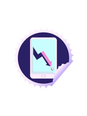 İş performansı grafik vektör illüstrasyon yuvarlak etiket damgasını gösteren elektronik tabletin yıldız patlaması etkisi animasyonu
