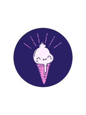 Dövme stili dondurma karakterinin radyoaktif ışıldayan animasyonu