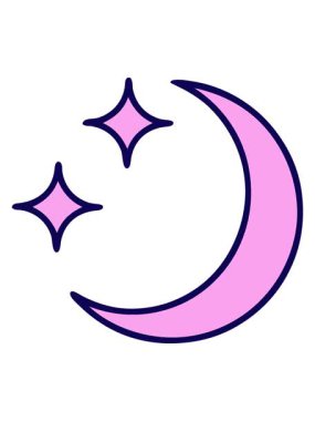 Neon ışığı, dövme animasyonunu geleneksel ay ve yıldız stilinde yapar.