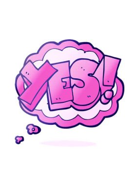 Freehand çizilmiş düşünce baloncuğu çizgi filminin titreşimli hareket animasyonu Evet sembol