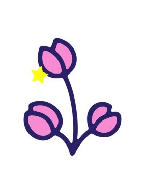 Parıldayan yıldızlar lale çiçeği çiziminin animasyonunu etkiler