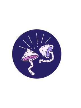 horizontally vibrating animation of image of a tattoo style mushrooms