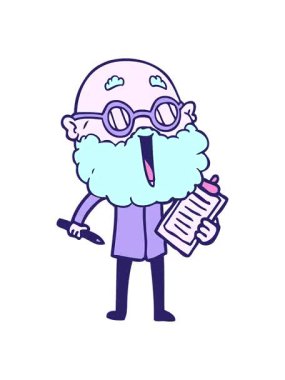 Çizgi filmdeki sakallı neşeli adamın animasyonu.