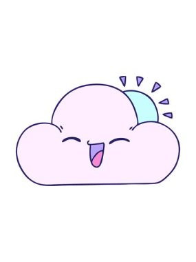 El animasyonunu güçlendir. Çizgi film güneşi ve mutlu bulut.