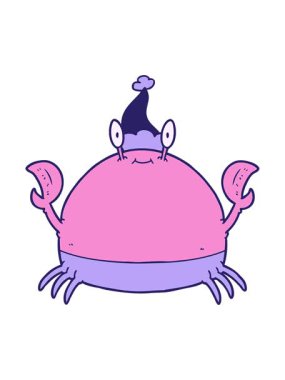 Parlak ışık efekti. Noel Baba şapkası takan bir yengecin el çizimi çizimi animasyonu.