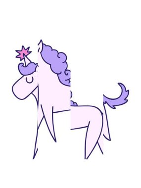 Tek boynuzlu atın el çizimi hareketli animasyonu.