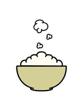 Neon ışık efekti basit bir kasede buharda pişen sıcak pirincin animasyonu