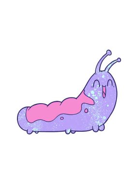 Komik tırtıl çizgi filminin dönen hareketli animasyonu