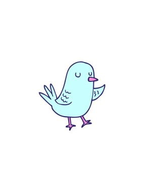 Elle çizilmiş çizgi film kuşunun satış animasyonu