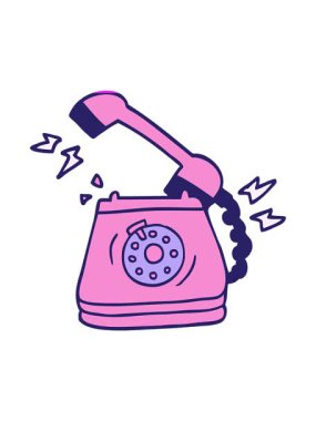 Çizgi film karikatürünün animasyonunu çalıştır. Eski çevirmeli telefon.