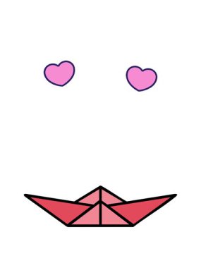 Japon katlanmış kağıt origami şekillerinin dönen kalpleri.