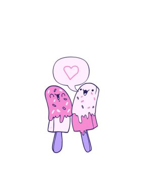 Radyal çizgilerin yanıp sönmesi buz lolipopunun konuşma baloncuğuna aşık oluşunun animasyonu