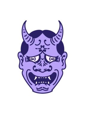 Japon tiyatro kabuki şeytan maskesinin animasyonunu durdurup duraklat