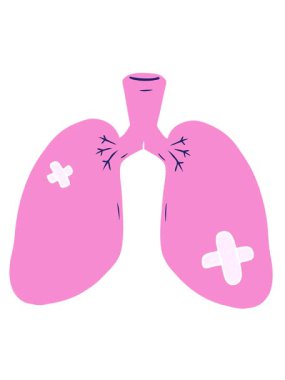 Düz renkli çizgi filmin titreşimli hareketi akciğerleri onardı.