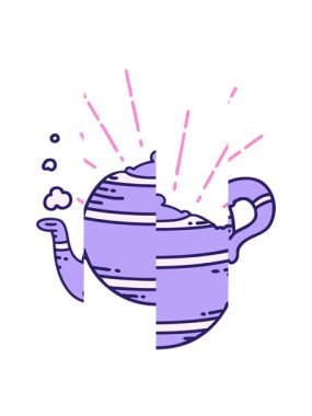 Geleneksel dövme stili buharlı çaydanlığın canlandırmasının bölünen hareketi