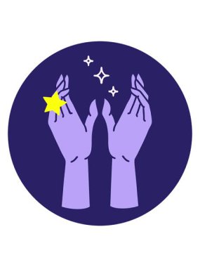 Parlayan yıldızlar, sembolik dövme stili mistik ellerin animasyonunu etkiler.