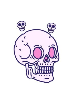 Kafatası animasyonu. Kafatasının ikonik dövme stili çizimi.