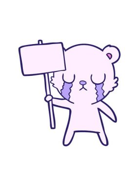 Küçük üzgün bir kutup ayısı çizgi filminin basınçlı animasyonu