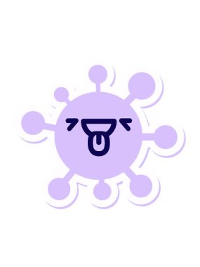 Mutlu soluyan virüs çıkartmasının neon ışık efekti canlandırması