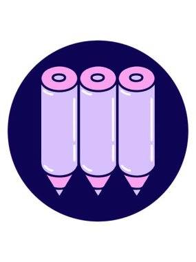 Renkli kalemlerin dövme stili görüntüsünün neon ışık efekti canlandırması