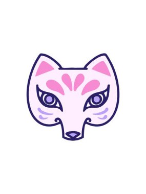 Japon kitsunesinin geleneksel tilki maskesi görüntüsünün yıldız patlaması etkisi animasyonu