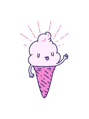 Geleneksel dövme stili dondurma karakterinin canlandırma efektini pikselleştir