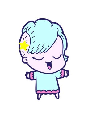 Parlayan yıldızlar mutlu çizgi film kızlarının animasyonunu etkiler.