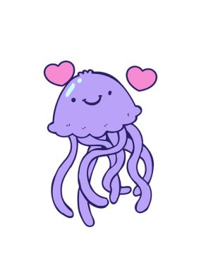 Mutlu denizanası çizgi filminin dönen kalpleri.