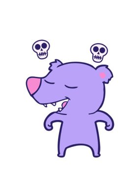 Kafatası çizgi film animasyonu Kawaii ayı tasarımı