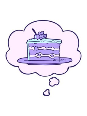 Düşünce baloncuklu pasta çizgi filminin animasyonunu görüntüle