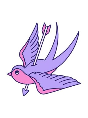 Bir kırlangıcın ikonik dövme görüntüsünün hareketli animasyonu