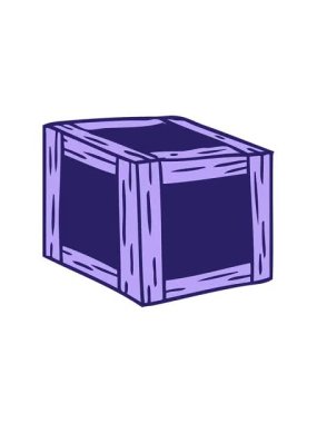 Dikkatle izleyin, ahşap bir sandığın çizilmiş el çizimi karikatürü.